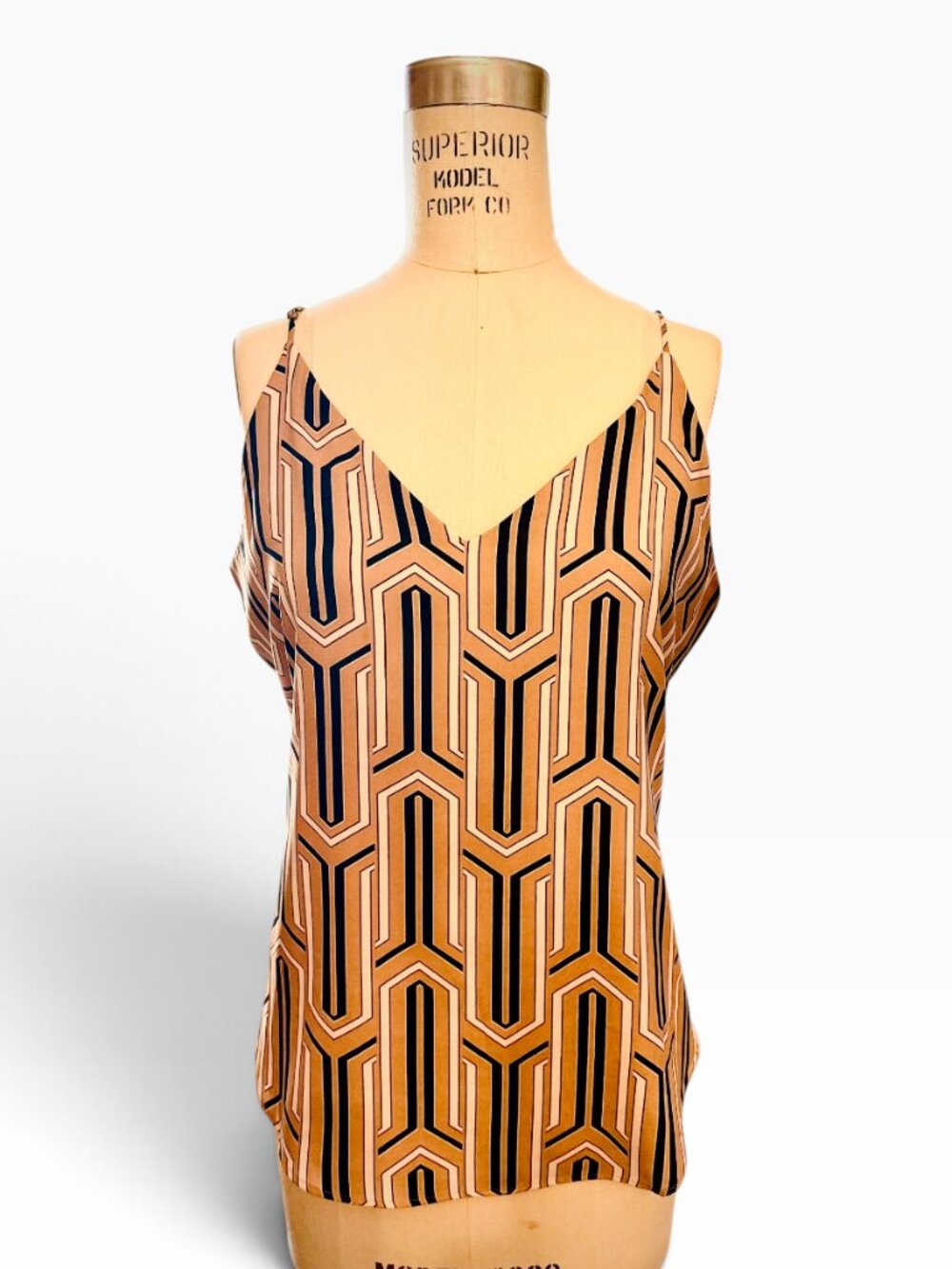 Express Downtown Cami Tan Black Geometric Print Size M